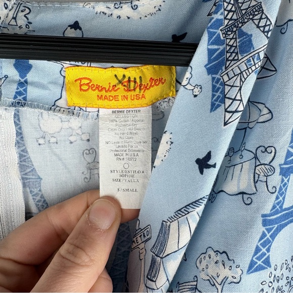 Bernie Dexter Blue Paris Poodle Dress French Pinup Style Rare Vintage Small EUC - Picture 4 of 11